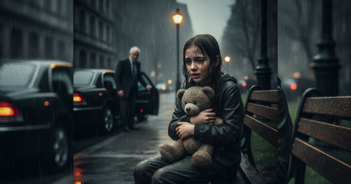 Mi padrastro me echó bajo la lluvia y un millonario desconocido frenó su coche junto al banco