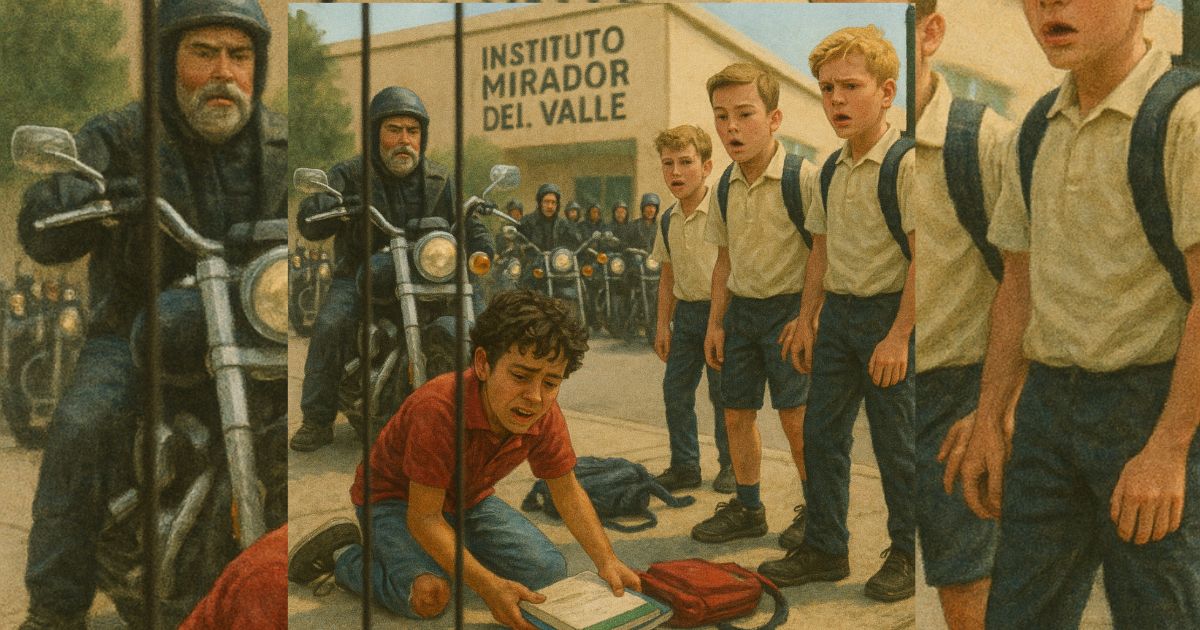 Diez motoristas frenan en seco frente al instituto cuando oyen este insulto cobarde contra el nuevo chico