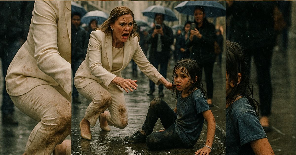 La humilló bajo la lluvia y la empujó frente a todos… pero una pulsera caída reveló la marca de su hija perdida