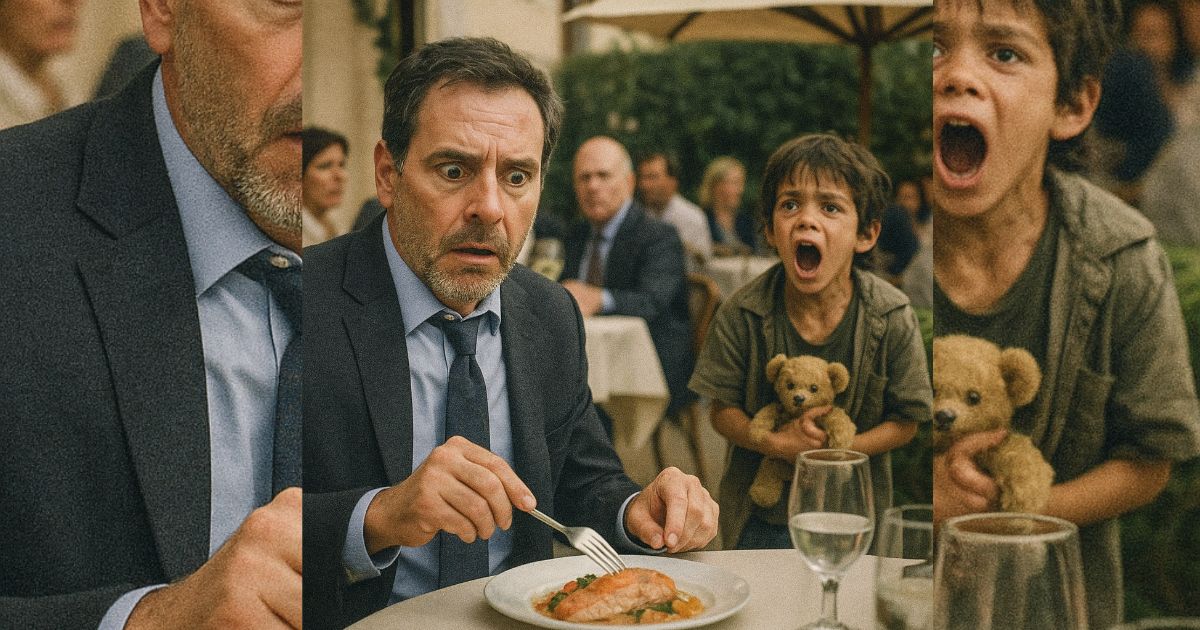 Niño sin hogar grita “¡NO SE LO COMA!” en lujoso café y millonario descubre una verdad mortal