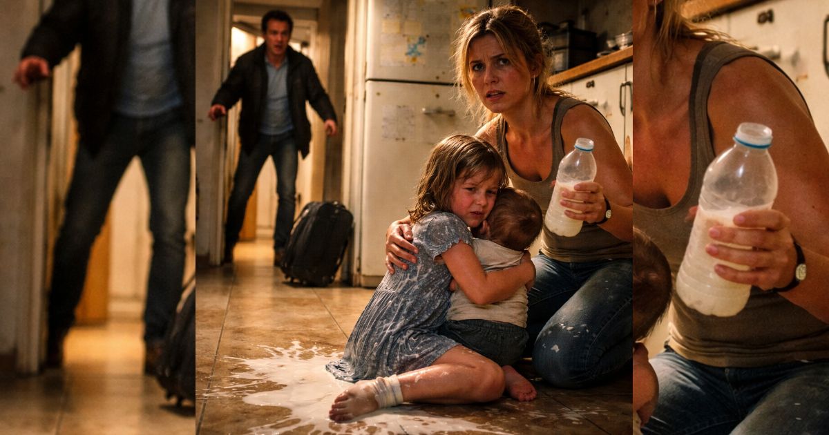 Rientra prima dal viaggio e trova la figlia sul pavimento, bagnata di latte: la verità lo blocca.