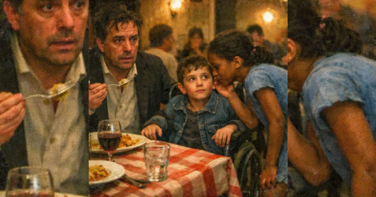 Una bambina affamata si avvicina al tavolo e sussurra: ‘Dammi da mangiare e aiuto tuo figlio