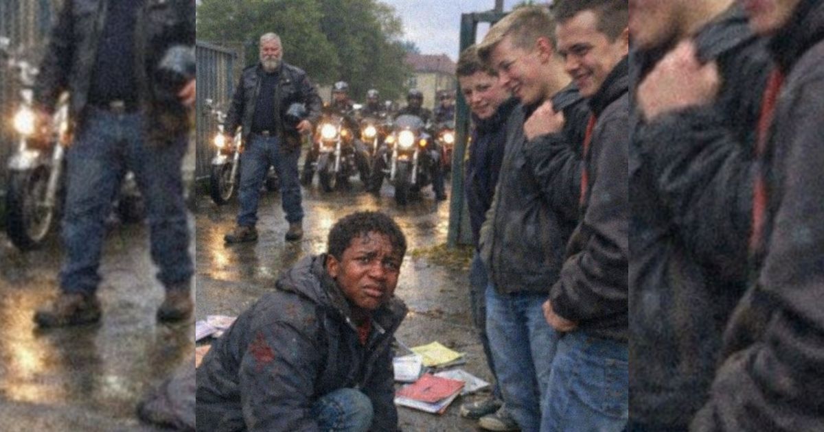 Sie nannten ihn „Fremder“ am Schultor – dann hörte man zehn Motoren, und alles verstummte