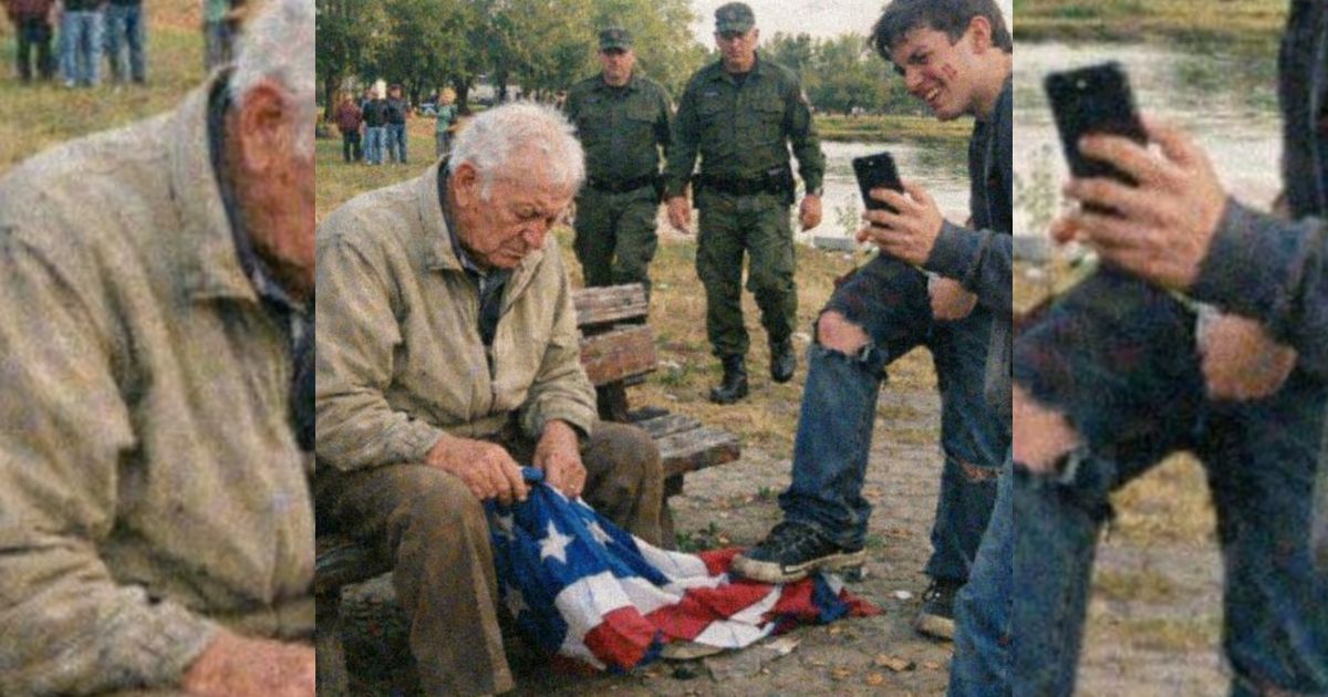 A las cuatro en punto, un anciano y una bandera doblada… y lo que hicieron después heló todo el parque
