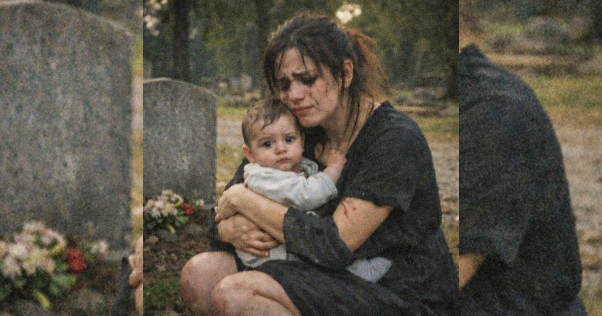 Fue al cementerio con un bebé en brazos… y una madre descubrió un secreto frente a la tumba