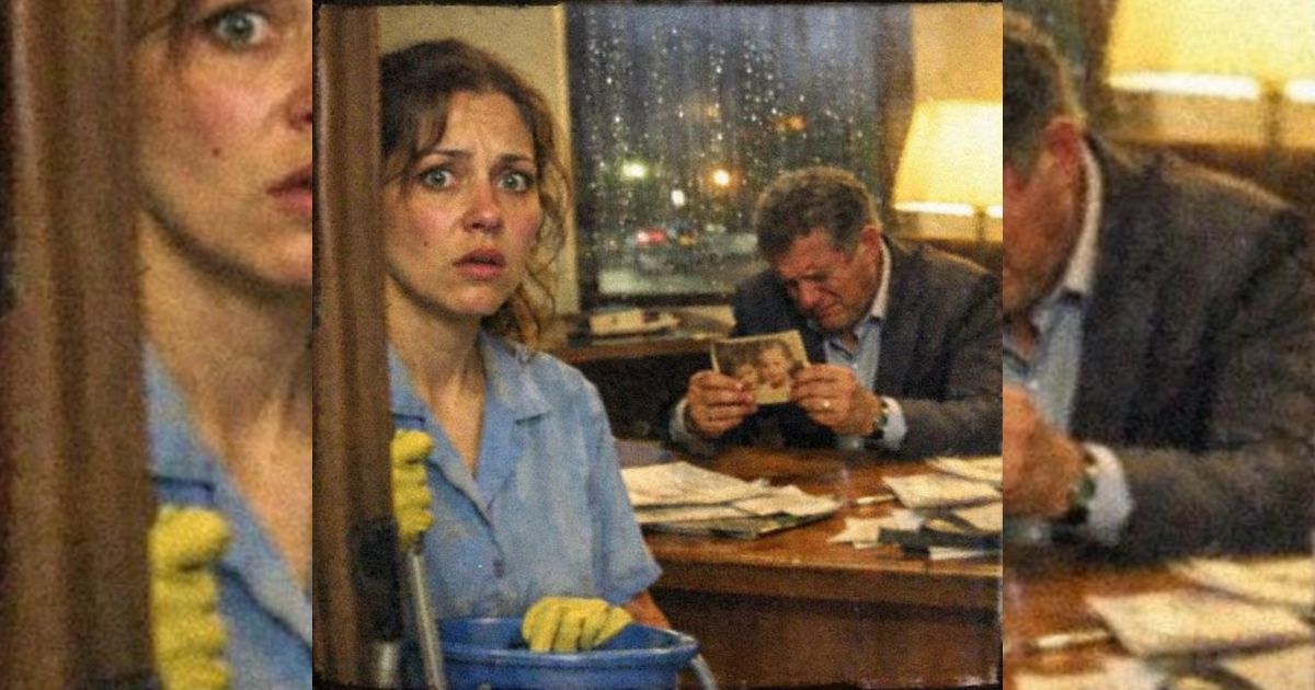 La limpiadora entró al despacho del jefe… y lo vio llorando con una foto vieja donde aparecía ella
