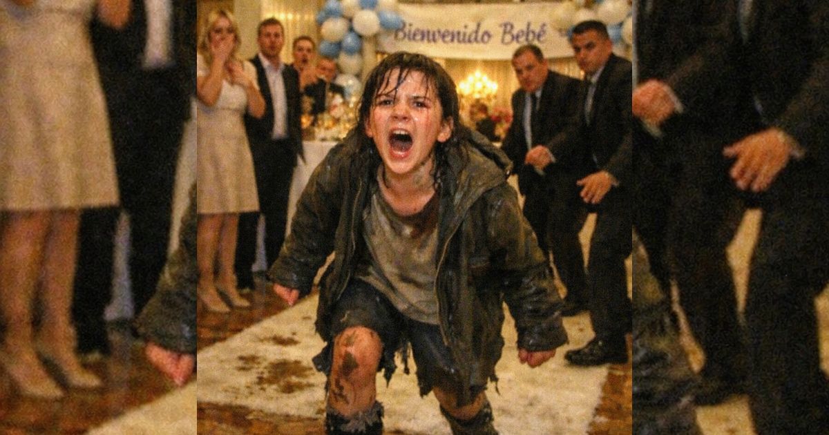 La niña mendiga irrumpió en la fiesta del “bebé perfecto” y su grito destapó un secreto que nadie esperaba