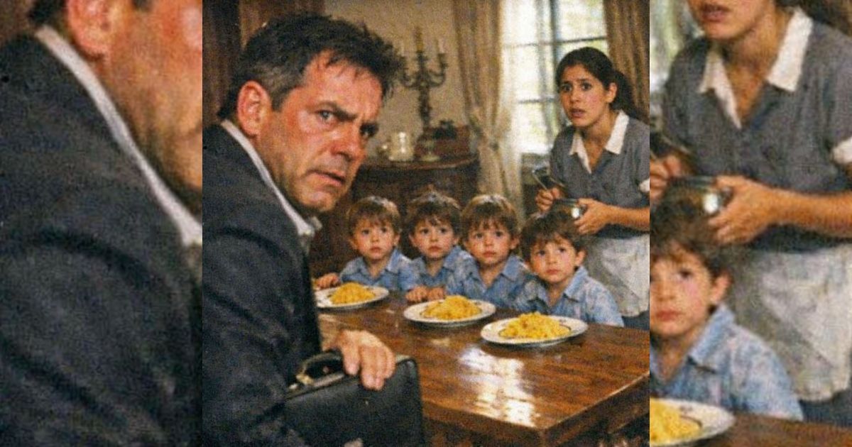 Regresó a su mansión sin avisar y vio a la sirvienta alimentando a cuatro niños… idénticos a él, en su mesa prohibida