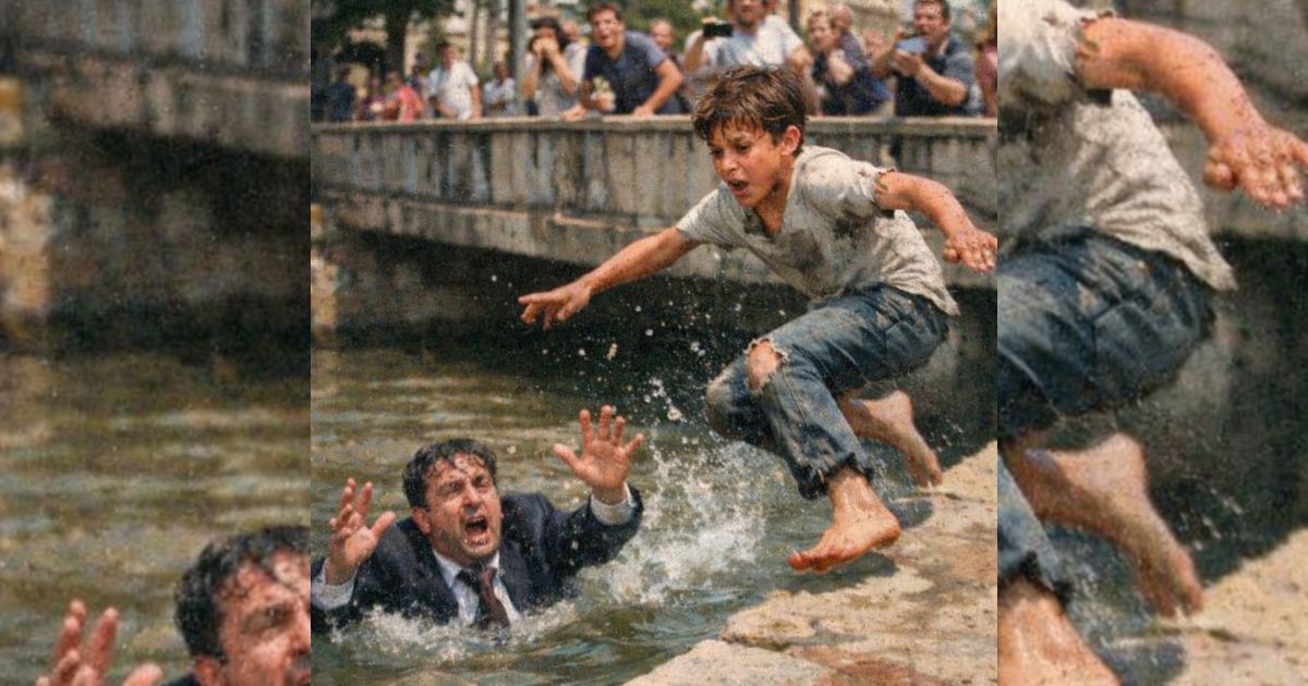 Un ragazzino scalzo si lancia nel fiume per salvare uno sconosciuto in giacca e cravatta: poi la città resta muta