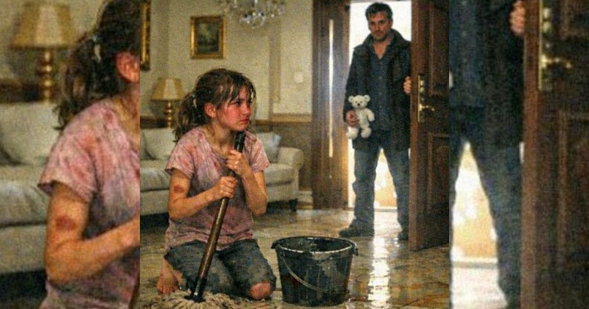 Volvió antes de tiempo y encontró a su hija descalza, llorando, trapeando una mansión que parecía perfecta