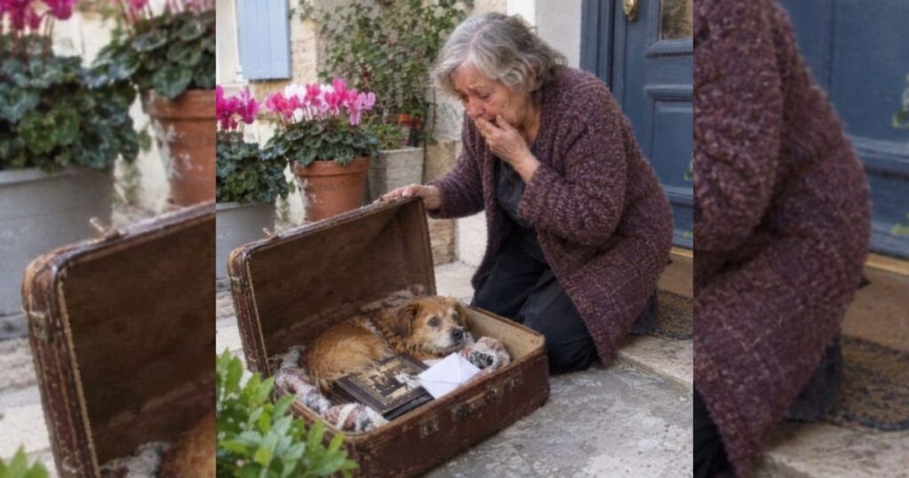 Elle croyait trouver une vieille valise abandonnée… puis le couvercle a bougé devant ses fleurs.